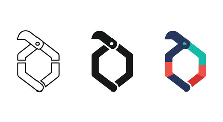 Logo design variations featuring hexagonal shape