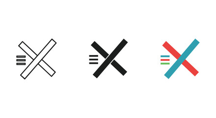 Three different versions of x logo with various colors and designs