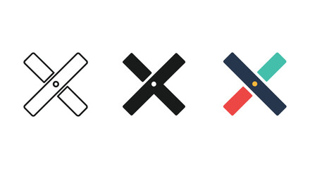 Fototapeta premium Set of three different x mark symbol in various style