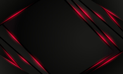 Sleek Dark Abstract Background with Glowing Red Geometric Lines