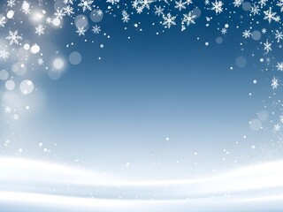 Beautiful winter wonderland background with sparkling snowflakes and gently falling snow on a gradient blue sky, ideal for festive holiday designs and seasonal greetings