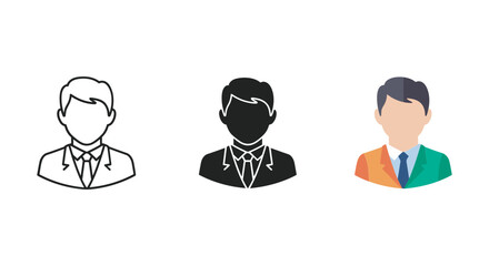 Different styles of male avatars in business attire