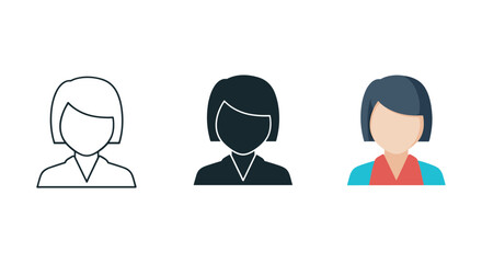 Three female avatars with different styles and colors