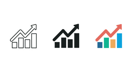Different style bar graph icon set