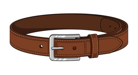Classic Brown Leather Belt with Silver Buckle.