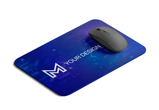 Mouse Pad Mockup With Wireless Mouse