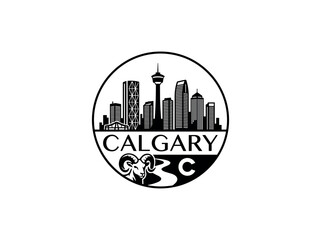Fototapeta premium Calgary city of Canada skyline emblem with landmarks