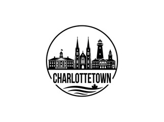 Fototapeta premium Charlottetown city of Canada skyline emblem with landmarks