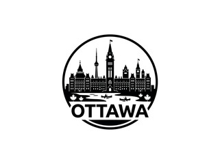 Naklejka premium Ottawa city of Canada skyline emblem with landmarks
