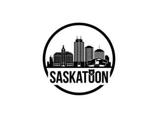 Fototapeta premium Saskatoon city of Canada skyline emblem with landmarks