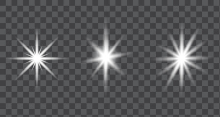 Glow Sparkling light effect set,star set, flash, sun, glow, burst, spotlight, festive, Bright white star flare, light, ray, abstract, effect, magic, transparent background