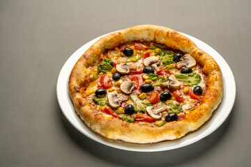 Vegetarian Pizza at 45-Degree Angle – Gourmet Italian Dish