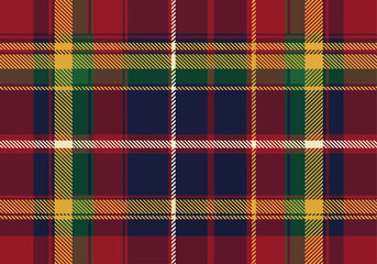 Seamless red tartan plaid pattern featuring a geometric checkered fabric texture for a decorative scottish textile wallpaper backdrop