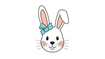 Fototapeta premium Cute White Bunny with Blue Bow