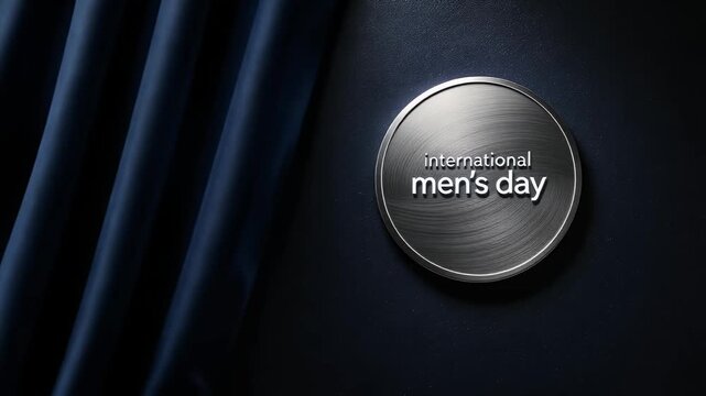 Commemorating International Men's Day with an elegant fabric backdrop and emblem design.