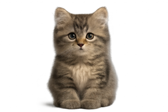 Cute Grey Tabby Kitten on transparent background, Big Eyes and Fur - Powered by Adobe