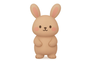 Obraz premium Cute bunny 3D model in transparent background for design and art use.