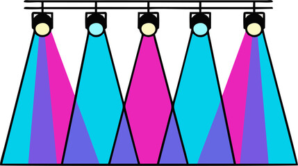 Colorful Stage Spotlights Icon &ndash; Flat Minimal Dance Lighting Illustration on Light Background