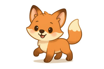 Naklejka premium Cartoon fox illustration image with transparent background element.
