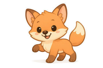 Naklejka premium Adorable cartoon fox on transparent background with cheerful expression.