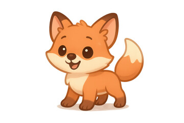 Naklejka premium Cute fox cartoon character with transparent background illustration.