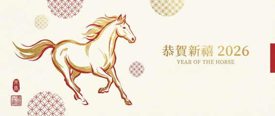 Chinese new year 2026 with illustration, new, year, 2026, design, lantern, modern