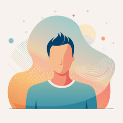 Abstract Portrait: An artistic illustration of a person with no facial features, showcasing a combination of modern design elements and colors.