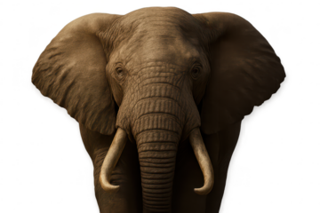 Majestic Elephant Portrait on transparent background for your design.