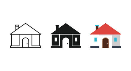 Three different house illustrations side by side