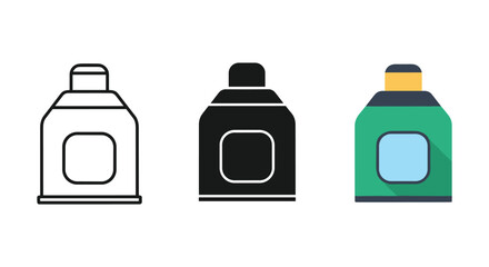 Set of milk or juice carton icon in different color and style