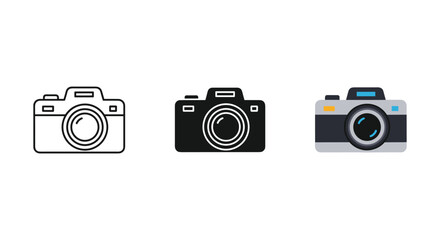 Collection of different style camera icon set