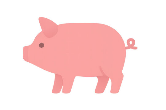 Cute pink pig cartoon with transparent background, vector illustration
