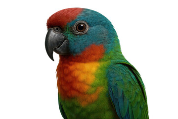 Obraz premium Colorful Plum-headed Parrot on a transparent background, head portrait