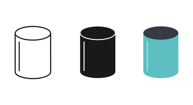 Three cylinders with different colors and shadings