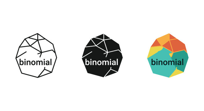 Binomial logo designs with geometric shapes and colors