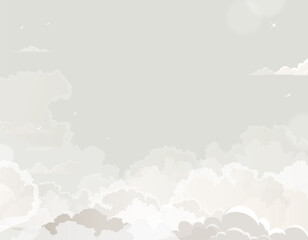 Summer Sky background,Cloud dancer for 2026 trends,Nature Colour Cream Sky,White fluffy cloud fly like dancing,Vector cartoon horizon spring cloudy for landscape banner