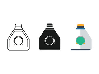 Laundry detergent bottle icons in different styles