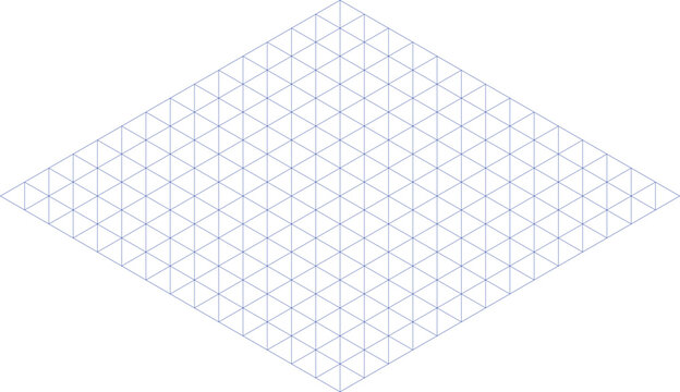 Abstract geometric isometric grid pattern with light blue lines forming a network of triangles within a diamond shape, ideal as a clean and technical background for digital designs