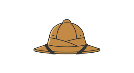 Classic Pith Helmet Illustration with Chin Strap Detail.