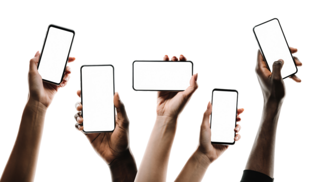 Female hand holding a tablet PC with a blank screen for digital communication - Powered by Adobe