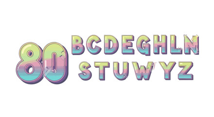 Colorful 3D Alphabet Letters and Numbers with Gradient Effect.