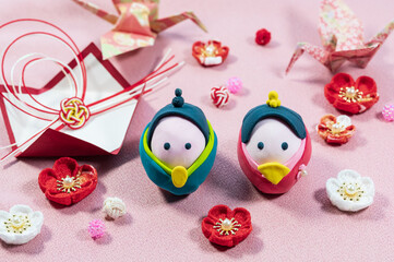 かわいいひな人形、桃の節句イメージ