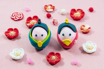かわいいひな人形、桃の節句イメージ