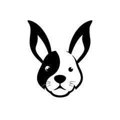 Obraz premium Dog face and rabbit face combined animal profile design On white Background Vector illustration