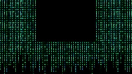 Digital Matrix Code Background with Green Data Stream.
