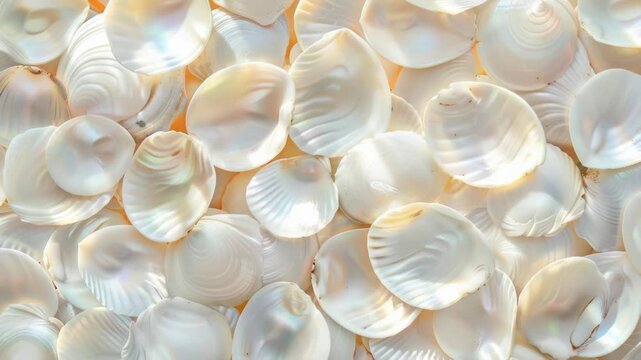 Video A detailed view of a collection of shells, often found on beaches or in coastal areas