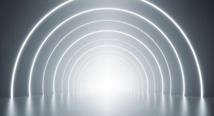 Fototapeta premium Illuminated archway tunnel with futuristic neon glow