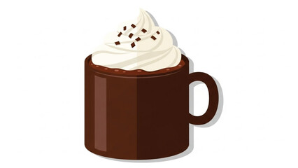 Brown Coffee Mug with Whipped Cream and Chocolate Sprinkles