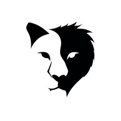 Elegant fox face and lion face fusion animal design On white Background Vector illustration