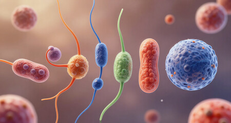 3D illustration of a magnifying glass focusing on a DNA strand high quality render photorealistic detailed anatomy biology healthcare medical concept science visualization